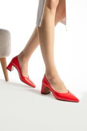 nina ithal vegan deri sivri burun kadın topuklu ayakkabı kırmızı