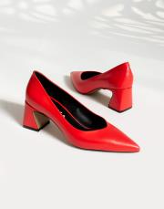 nina ithal vegan deri sivri burun kadın topuklu ayakkabı kırmızı 3