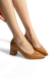 nina ithal vegan deri sivri burun kadın topuklu ayakkabı taba