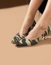 ceandy kamuflj desen textil mağzeme topuklu ayakkabı pino topuk askeri kamuflaj