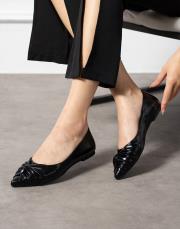 fiesta büzgü detaylı sivri burun kadın babet siyah 2