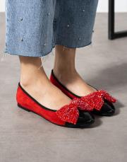 saniz toka detaylı yuvarlak burun kadın babet kırmızı