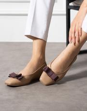 sanmarino birinci sınıf ithal vegan deri fiyonk dekolte detaylı babet ten