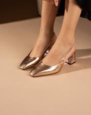 bırok kırışık rugan köşeli kalıp topuklu ayakkabı bronz 2