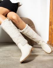 kürklü çizme bej 2