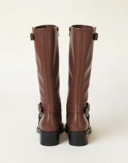 çizi toka detaylı küt burun kahve deri çizme kahve 3