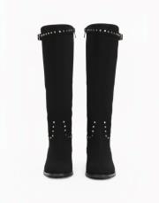 tilve binici küt burun toka ve trok detaylı siyah süet çizme siyah 2