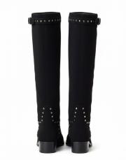 tilve binici küt burun toka ve trok detaylı siyah süet çizme siyah 4