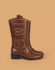 helios işlemeli trok detaylı  deri bot kahve 2