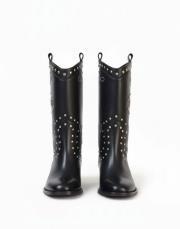 helios işlemeli trok detaylı  deri bot siyah 3