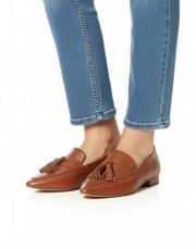 128 sivri burun püskül fiyonk detaylı taba deri babet taba