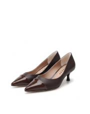 shiny sivri burun maskaretli vegan deri topuklu ayakkabı kahve 3