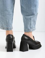 tower platform topuklu,vegan deri,topuklu ayakkabı siyah 3