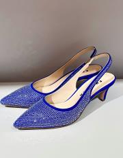 fantazi pino topuk taşlı textil kumaş mavi