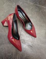 rubişx sivri kalıp kalın topuk rugan deri ayakkabı bordo 2