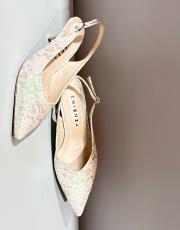 mondy dantel desen tekstil malzeme pino topuklu ayakkabı krem 2