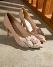 look saten mat sivri kalıp steletto topuklu ayakkabı bej