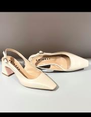 joly ithal birinci sınıf vegan deri kare topuk küt kalıp bej