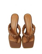 ashley örgü detaylı topuklu terlik kahve 3