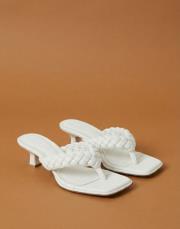 ashley örgü detaylı topuklu terlik beyaz 2