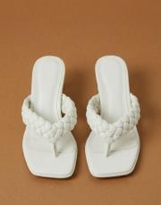 ashley örgü detaylı topuklu terlik beyaz 3